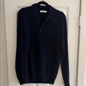 Mr P - Wool Men's Navy Polo Knit Sweater